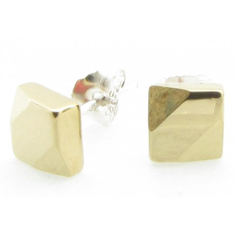 Tungsten Wolfram Ohrstecker "Square Line 24K Gold" by Monarch