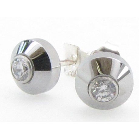 Tungsten Wolfram Ohrstecker "Round Diamond" by Monarch