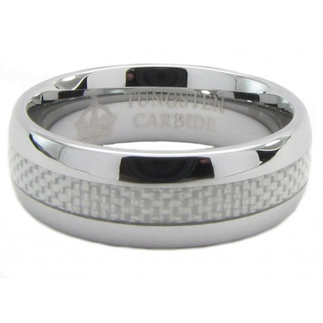 Tungsten (Wolfram) Ring "White Carbon Slide" by Monarch