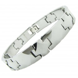 Tungsten (Wolfram) Armband "Silver Inlay" Magnet  by Monarch