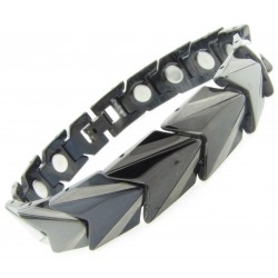 Tungsten (Wolfram) Armband "Nugget Cross Wide Rose" Magnet