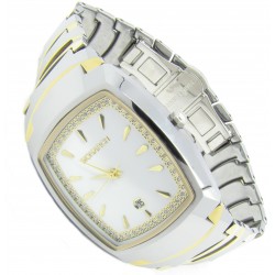 Monarch Tungsten Wolfram Armband Uhr "Royal White Gold"